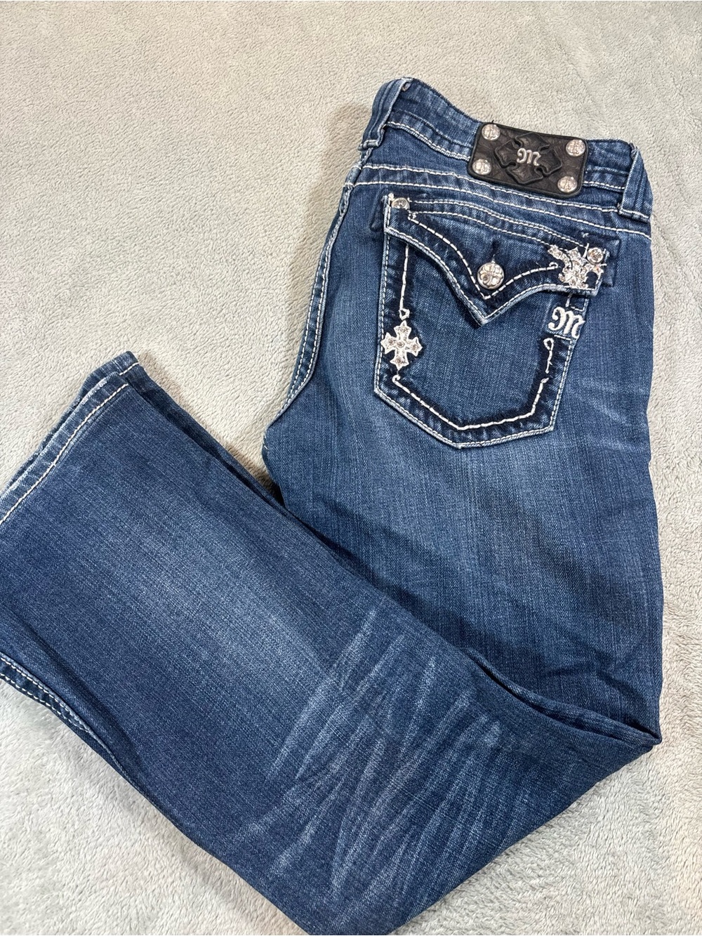 Miss Me Bootcut Embellished Jeans Size 29 Flap Pocket Bling